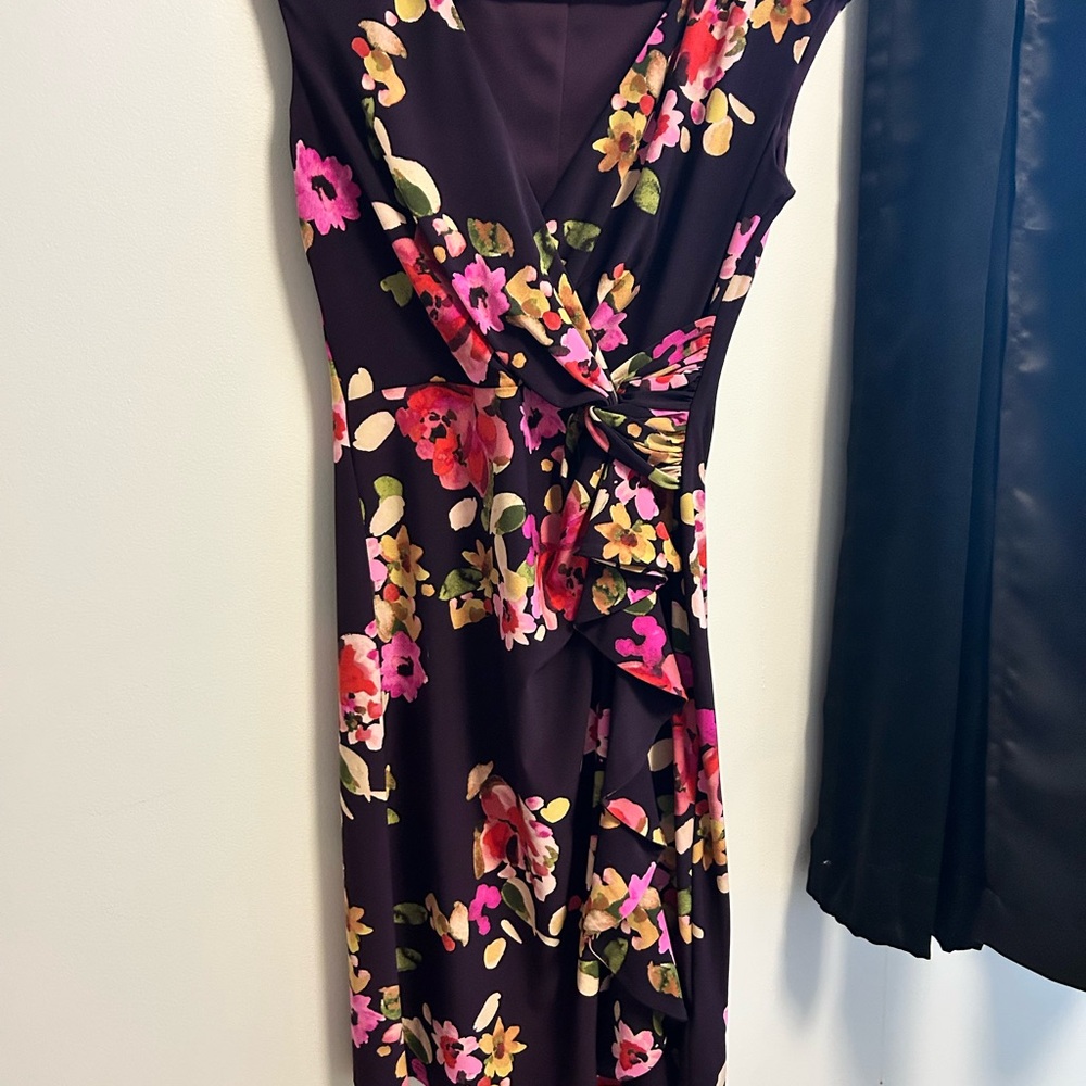 Chaps Purple Floral Midi Dress